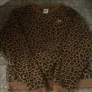 Nike Brown Leopard Print Crewneck